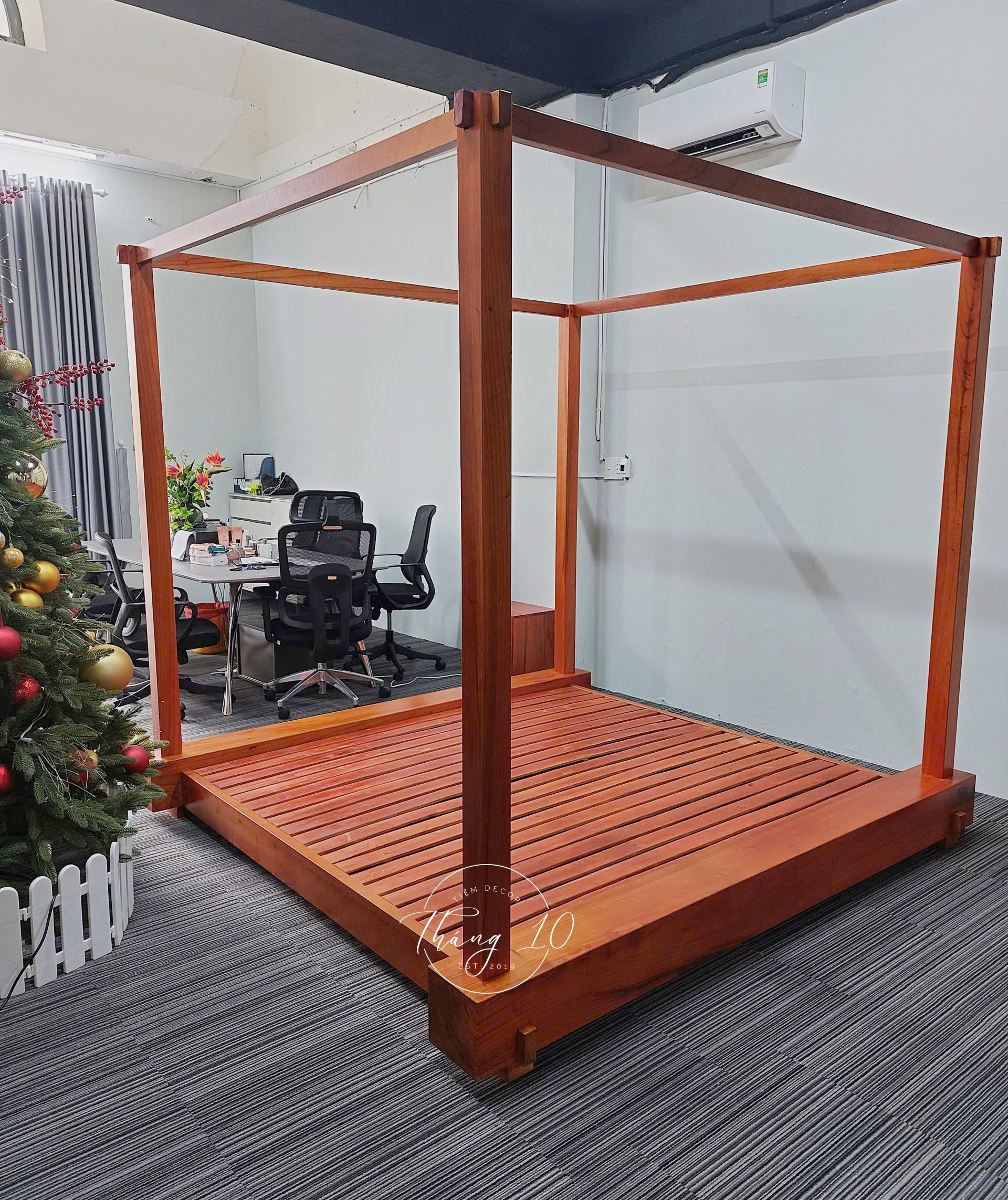 giường 1m8 x 2m, gỗ xoan đào (1)