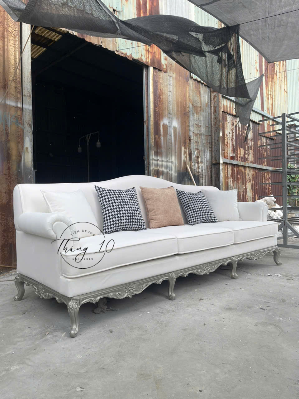 Sofa băng khung gỗ đệm bọc nỉ D900 x R900 x 450 mm (5)